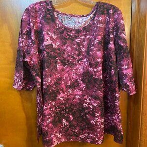 Catherines Easy Fit Tees Collection ~ Tunic ~ 26/28W ~ 3/4 Sleeve ~ Burgundy